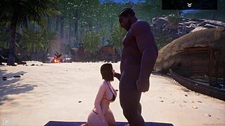 wild redhead milf sonia with huge tits n ass takes massive black dick on beach... she squirts everywhere n cant handle it!!