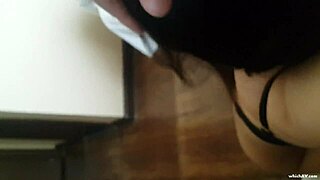 Art School Beauty Kneels Eagerly for His Throbbing Surprise