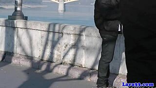 british milf picked up and cumsprayed on ass after doggystyle in boots