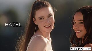 vixen curvy hottie rissa may shares her husband's cock with stunner hazel moore in steamy threesome action