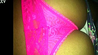 brazilian housewife teases shaved pussy with pink panties in homemade closeup