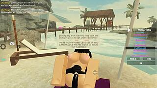 A slut rides monster cocks while shaking her wet ass in wild Roblox sex
