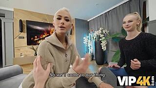 Vip4k. I fucked this hot blonde in a threesome while her boyfriend watched cuckolded