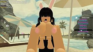A slut rides monster cocks while shaking her wet ass in wild Roblox sex