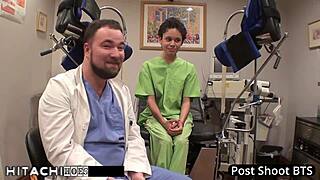 Oh man, freshman Sandra Chappelle squirms from that mandatory nurse Hitachi pussy orgasm backstage