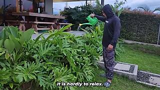 My sexy gardener satisfied big-breasted brunette boss good