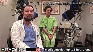 Oh man, freshman Sandra Chappelle squirms from that mandatory nurse Hitachi pussy orgasm backstage