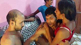 Sexy bengali popy khatun's tight pussy takes hanif's cock then mst sumona and manik mia join for rough foursome riding