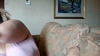 Curvy blonde milf housewife gags on cock deepthroats chokes then swallows load