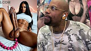 chained big breasted ebony trans cock throbs as i suck it hard with beads