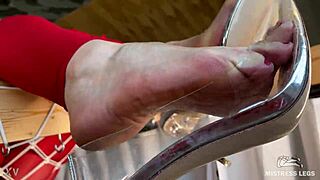 bare feet dangling see-through high heels super closeup foot tease... 👠✨