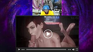 juri han blows femshep as widowmaker cowgirl fucks tight!