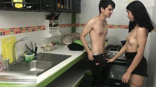 stepsister craves stepbro's cock bending over for creampie doggystyle riding