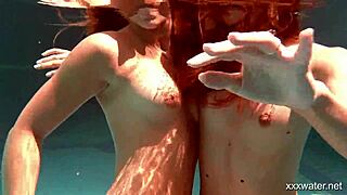 Serbian and russian lesbos get wet underwater in shower
