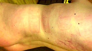 Submissive slut whipped spanked and humiliated by dom fans!!