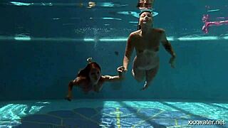 Serbian and russian lesbos get wet underwater in shower