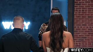 wifey karina valentina's big tits bounce as she's fucked hard with hubby watching every thrust