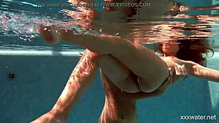 Serbian and russian lesbos get wet underwater in shower