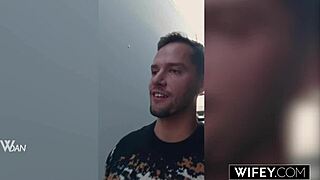wifey karina valentina's big tits bounce as she's fucked hard with hubby watching every thrust