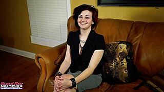 marci toys her smooth pussy and rubs inked tits
