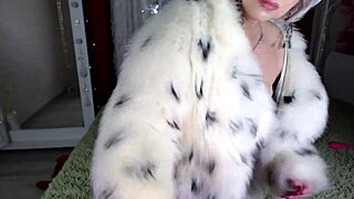 mature bitch in beautiful fur coat performs her sexy sex show