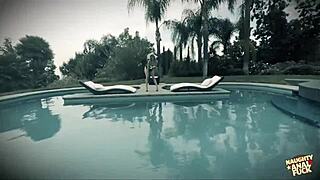 Jillian Janson moans through multiple orgasms riding monster cock poolside bliss.