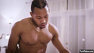 yo, this cute busty teen gf gets smashed hard by her ebony bf's monster dick in the garage!