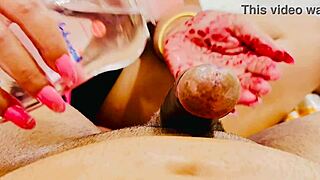 DESI PAKISTANI BHABHI MASSAGES PENIS WITH CREAM OIL TIGHT PUSSY