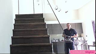 damn, check out hot coed dixie fae stripping her uniform for sexy lace poses...