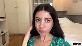 hot teen lost bet walks public streets cum dripping down her face cumwalk challenge