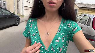 hot teen lost bet walks public streets cum dripping down her face cumwalk challenge