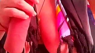 yo check this huge blonde milf's big pussy lips and nipples in fetish solo play...