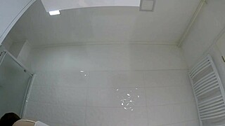 Redhead Coed Lifts Miniskirt No Panties Flashes Pussy Ass in Bathroom?