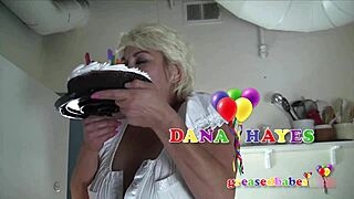 oh dana hayes here busty mature blonde slut gettin all wet n messy w ice cream cake!!
