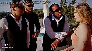 Irish snowbunny Tina Snow ambushed by 3 BBCs at photoshoot destroyed pissed on in gangbang frenzy