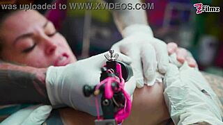 tattooed merry dives into couple's big cock foursome