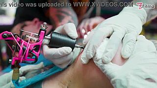 tattooed merry dives into couple's big cock foursome