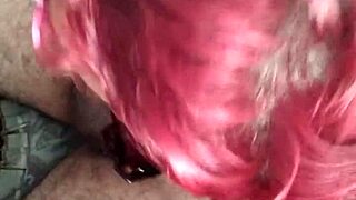 Chubby Transsexual Sucks And Fucks In Crossdressing Creampie