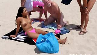 Old milf fucks young woman in wild staycation with a latin hottie! Intense orgy action unfolds.