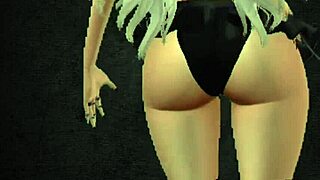 Blonde bitch in short clothes teases her sexy body hard?
