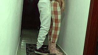 stepdaughter grinds wall rubs pussy dry till orgasm hits hard?