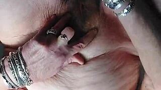 german granny stuffs hairy pussy with dildo cucumber