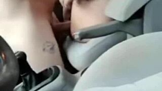 wife moans i suck stranger cock deep in car for hubby
