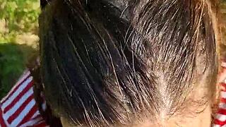 fucked that wet pigtail girl next door sloppily in her tiny mouth on a steamy summer day outdoors