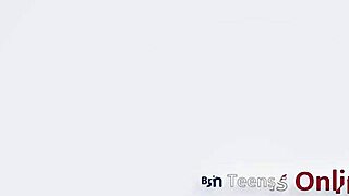 naughty college brunette ellie in uniform milks huge cock at lactating table close-up