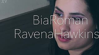 Submissive brunette bound tight while redhead worships sexy barefoot toes