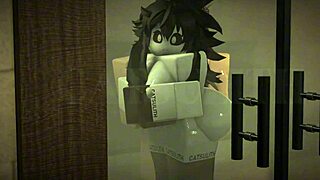 submissive roblox girl rides cowgirl in steamy sauna game