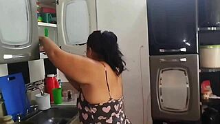HIRED this colombian maid in tiny shorts flashing her HUGE FAT ASS
