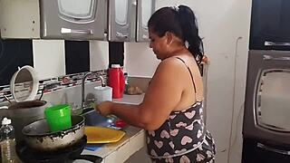 HIRED this colombian maid in tiny shorts flashing her HUGE FAT ASS