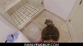 Stepbro Jake Adams helps Jane Wilde bathe turning steamy in bathroom